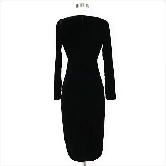 For Love & Lemons Collette Black Velvet Plunge V Neck Midi Evening Dress NEW XS - Picture 5 of 6